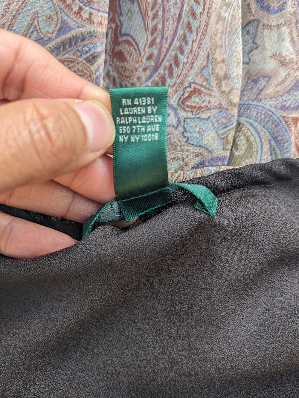 Ralph Lauren Paisley Asymmetrical Midi Skirt in Taupe, Rust & Slate - Picture 9 of 10
